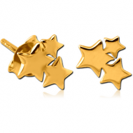 STERLING SILVER 925 GOLD PVD COATED EAR STUDS PAIR - STARS
