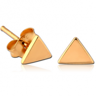STERLING SILVER 925 GOLD PVD COATED EAR STUDS PAIR - TRIANGLE