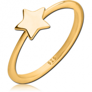 STERLING SILVER 925 GOLD PVD COATED RING - STAR