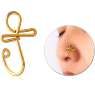 GOLD PVD COATED SURGICAL STEEL NOSE CLIP PIERCING