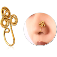 GOLD PVD COATED SURGICAL STEEL NOSE CLIP PIERCING