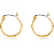 GOLD PVD COATED SURGICAL STEEL ROUND WIRE EAR HOOPS PAIR