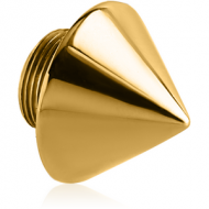 GOLD PVD COATED STAINLESS STEEL CONE FOR THREADED TUNNEL SIZE 8.0