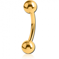 GOLD PVD COATED TITANIUM CURVED BARBELL PIERCING