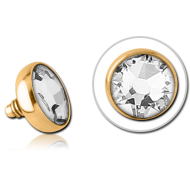 GOLD PVD COATED TITANIUM HIGH END CRYSTAL JEWELLED DISC FOR 1.2MM INTERNALLY THREADED PINS PIERCING