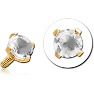 GOLD PVD COATED TITANIUM PRONG SET JEWELLED FOR 1.6MM INTERNALLY THREADED PINS - ROUND PIERCING