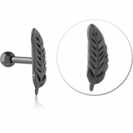 HEMETITE PVD COATED SURGICAL STEEL TRAGUS MICRO BARBELL - LEAF