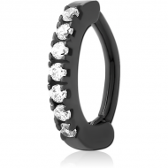 HEMETITE PVD COATED SURGICAL STEEL JEWELLED BELLY CLICKER PIERCING