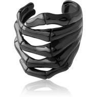 HEMETITE PVD COATED SURGICAL STEEL EAR CUFF - SKELETON HAND