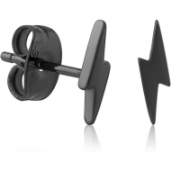 HEMETITE PVD COATED SURGICAL STEEL EAR STUDS PAIR - LIGHTNING
