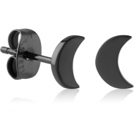 HEMETITE PVD COATED SURGICAL STEEL EAR STUDS PAIR - CRESCENT