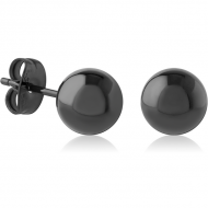 HEMETITE PVD COATED SURGICAL STEEL EAR STUDS PAIR - 8MM BALL