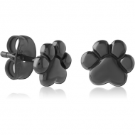 HEMETITE PVD COATED SURGICAL STEEL EAR STUDS PAIR - PAW