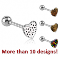 SURGICAL STEEL PICTURE HEART BARBELL PIERCING