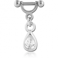 SURGICAL STEEL HELIX SHIELD WITH RHODIUM PLATED JEWELLED CHARM