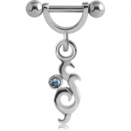 SURGICAL STEEL HELIX SHIELD WITH JEWELLED CHARM PIERCING