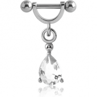 SURGICAL STEEL HELIX SHIELD WITH CHARM