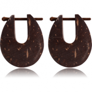 ORGANIC COCONUT SHELL LARGE TRIBAL EARRINGS PAIR