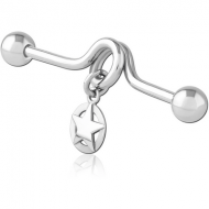 SURGICAL STEEL INDUSTRIAL BARBELL - STAR PIERCING