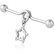 SURGICAL STEEL INDUSTRIAL BARBELL - STAR PIERCING