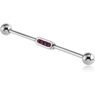 SURGICAL STEEL JEWELLED INDUSTRIAL BARBELL PIERCING