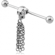 SURGICAL STEEL SKULL INDUSTRIAL BARBELL PIERCING