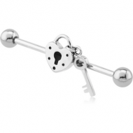 SURGICAL STEEL LOCK AND KEY INDUSTRIAL BARBELL PIERCING