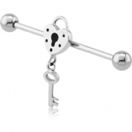 SURGICAL STEEL LOCK AND KEY INDUSTRIAL BARBELL PIERCING
