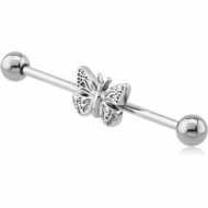 SURGICAL STEEL BUTTERFLY INDUSTRIAL BARBELL PIERCING