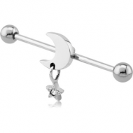 SURGICAL STEEL MOON AND STAR INDUSTRIAL BARBELL PIERCING