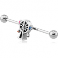 SURGICAL STEEL WHEEL INDUSTRIAL BARBELL PIERCING