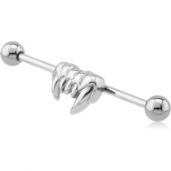 SURGICAL STEEL VAMPIRE FANGS INDUSTRIAL BARBELL PIERCING