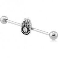 SURGICAL STEEL INDUSTRIAL BARBELL - HAMSA PIERCING