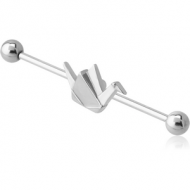 SURGICAL STEEL INDUSTRIAL BARBELL WITH ADJUSTABLE SLIDING CHARM PIERCING