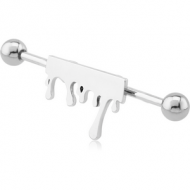 SURGICAL STEEL INDUSTRIAL BARBELL WITH ADJUSTABLE SLIDING CHARM PIERCING