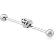 SURGICAL STEEL INDUSTRIAL BARBELL WITH ADJUSTABLE SLIDING CHARM PIERCING