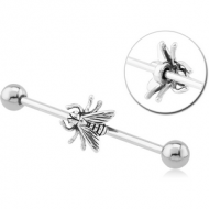 SURGICAL STEEL INDUSTRIAL BARBELL WITH ADJUSTABLE SLIDING CHARM PIERCING