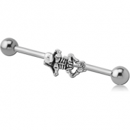 SURGICAL STEEL INDUSTRIAL BARBELL ADJUSTABLE SLIDING CHARM - SKELETON PIERCING