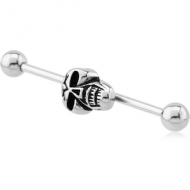 SURGICAL STEEL SKULL INDUSTRIAL BARBELL PIERCING