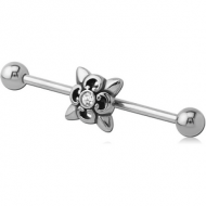 SURGICAL STEEL INDUSTRIAL BARBELL WITH ADJUSTABLE SLIDING CHARM PIERCING