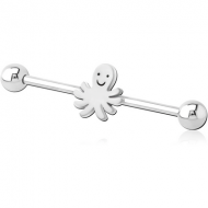 SURGICAL STEEL INDUSTRIAL BARBELL - SQUID PIERCING