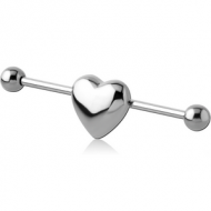 SURGICAL STEEL INDUSTRIAL BARBELL - HEART PIERCING