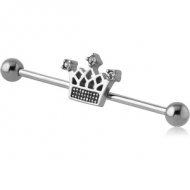 SURGICAL STEEL INDUSTRIAL BARBELL - CROWN PIERCING