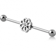 SURGICAL STEEL INDUSTRIAL BARBELL - FLOWER PIERCING