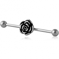 SURGICAL STEEL INDUSTRIAL BARBELL - FLOWER PIERCING