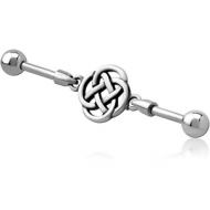 SURGICAL STEEL INDUSTRIAL BARBELL CHARM - KNOT PIERCING