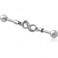 SURGICAL STEEL INDUSTRIAL BARBELL JEWELLED CHARM - INFINITY PIERCING
