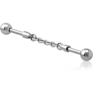 SURGICAL STEEL INDUSTRIAL BARBELL CHARM - CHAIN PIERCING