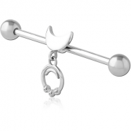 SURGICAL STEEL SLIDING JEWELLED INDUSTRIAL BARBELL PIERCING