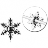 SURGICAL STEEL ADJUSTABLE SLIDING CHARM FOR INDUSTRIAL BARBELL - SNOWFLAKE PIERCING